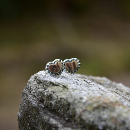 Earrings hearts with green stones