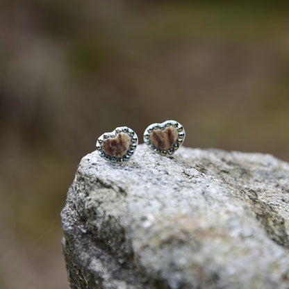 Earrings hearts with green stones