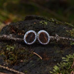 Earrings oval holographic rhinestones