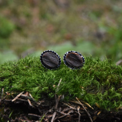 Earrings oval with black rhinestones
